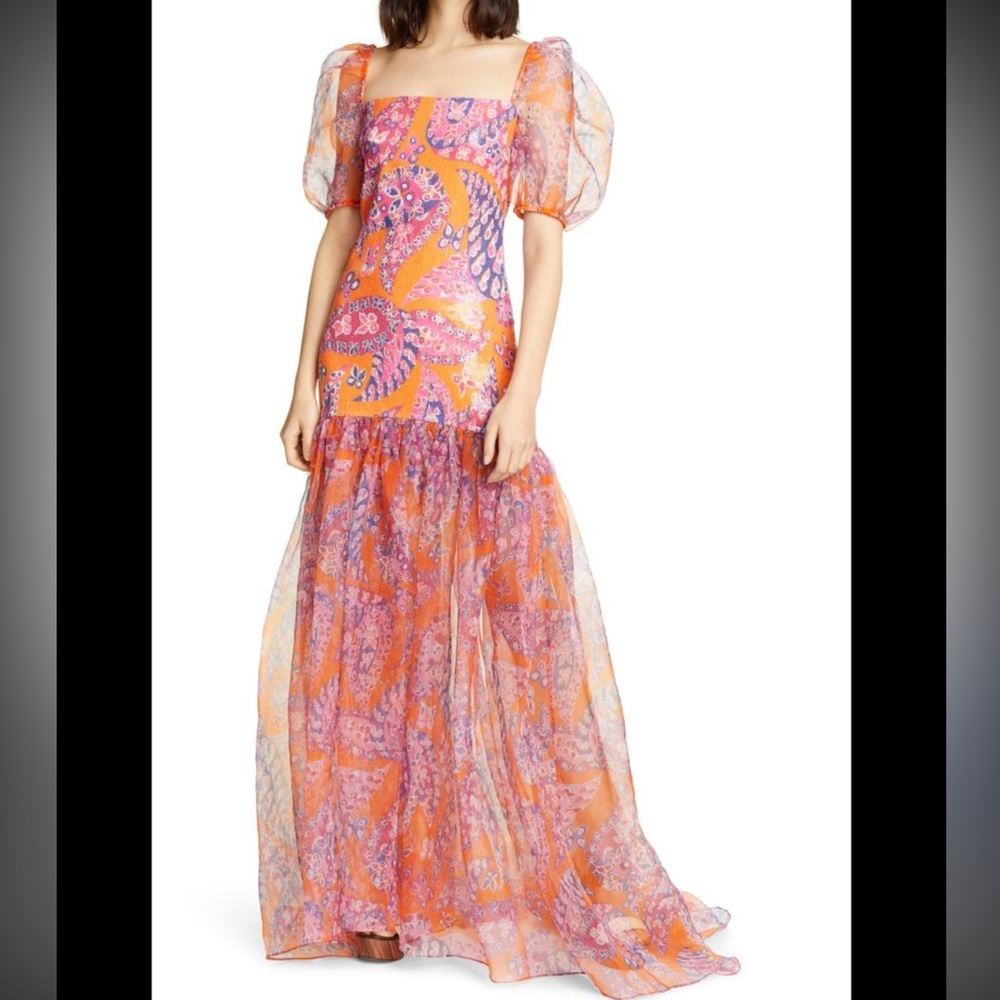 STAUD Wilde Sequin Butterfly Paisley Dress